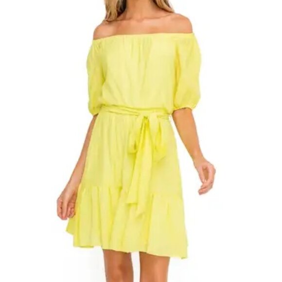 All in Favor Off the Shoulder Yellow Minidress Size Medium - Picture 3 of 4